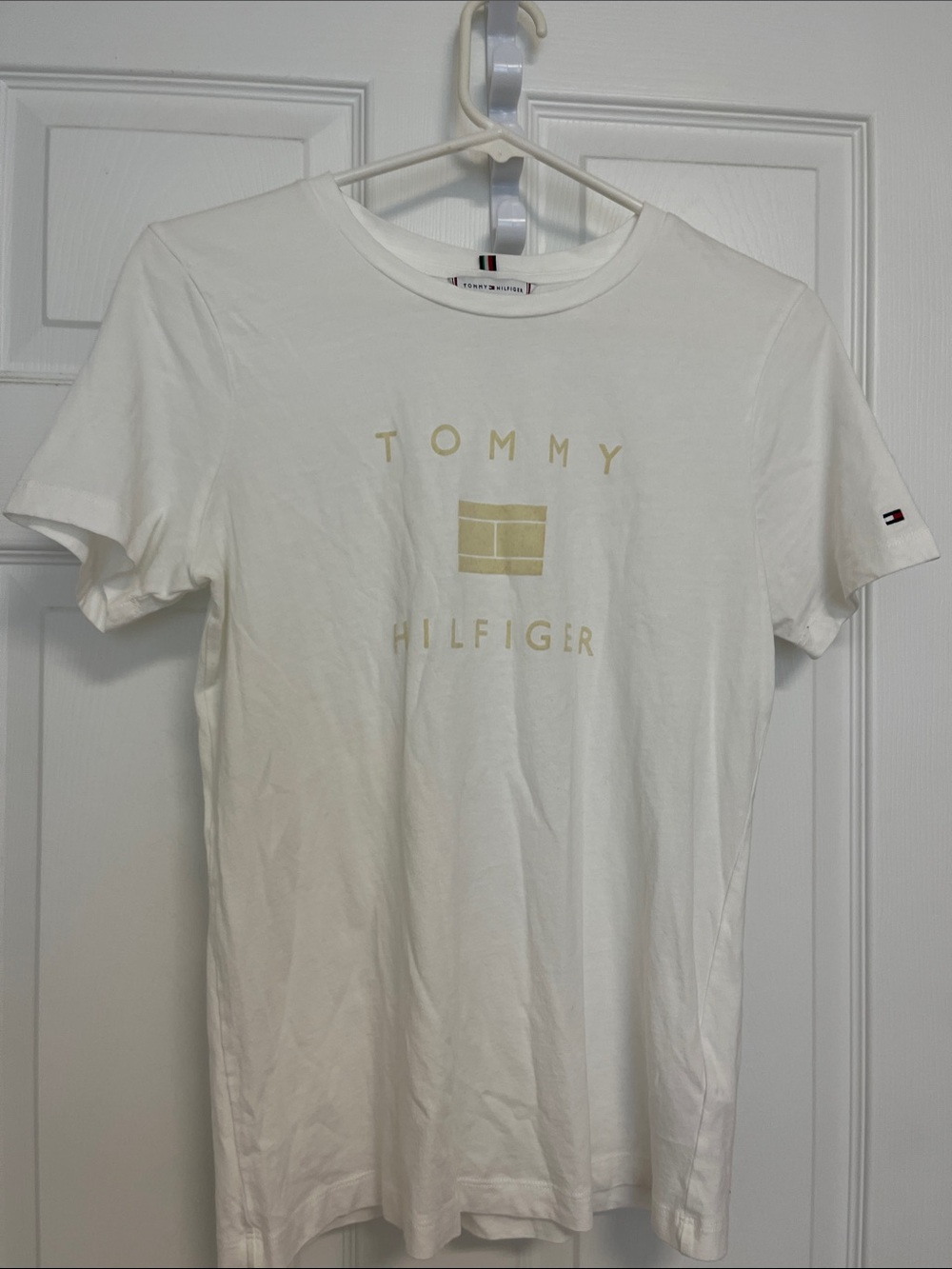 Tommy Hilfiger White Tank Top with Gold Logo